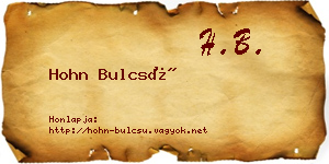 Hohn Bulcsú névjegykártya